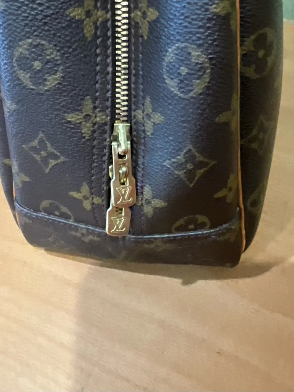 Louis Vuitton Brown Monogram Satchel with Tan Leather Trim